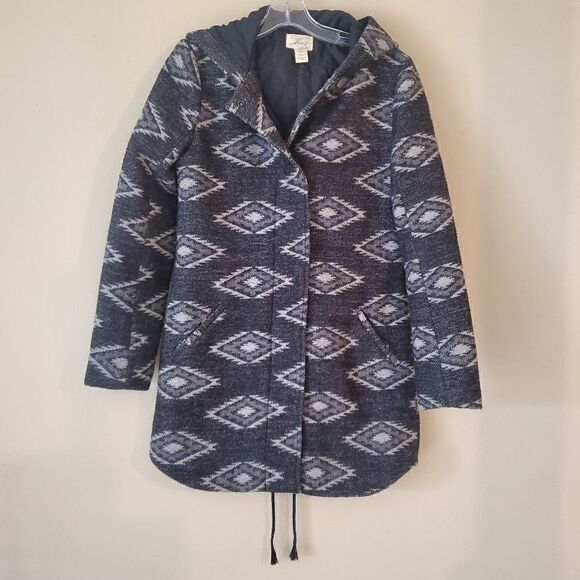 LEVI’S Aztec Western Women’s‎ Trench Coat Size  XS Gray - Picture 2 of 7